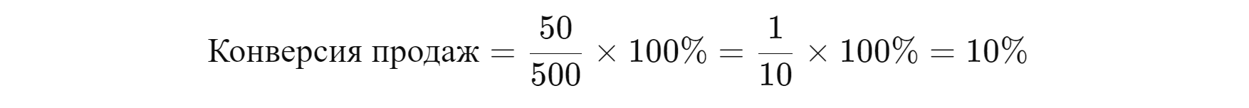 Формула конверсии продаж - результат Формула конверсии продаж - результат